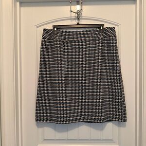 Talbots Woman Houndstooth Skirt Blue Black White Size 18W Lined Classic